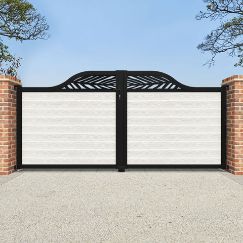 Classic Palm Curved Top Driveway Gate - Light Stone - Top Screen