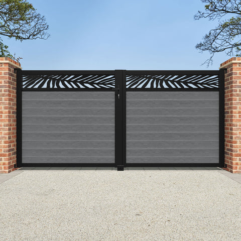 Classic Palm Straight Top Driveway Gate - Mid Grey - Top Screen