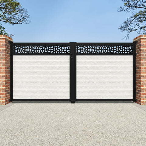 Classic Pebble Straight Top Driveway Gate - Light Stone - Top Screen