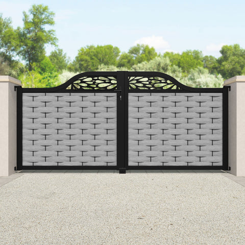 Ripple Blossom Curved Top Driveway Gate - Light Grey - Top Screen