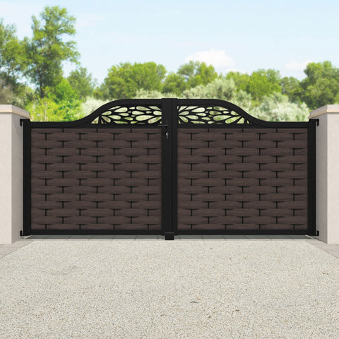 Ripple Blossom Curved Top Driveway Gate - Mid Brown - Top Screen