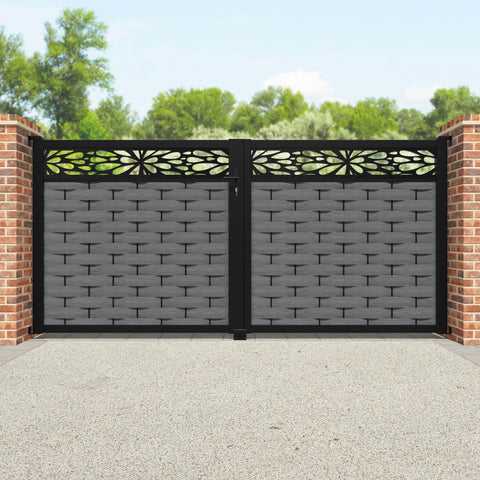 Ripple Blossom Straight Top Driveway Gate - Mid Grey - Top Screen