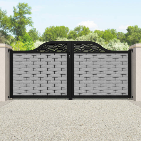 Ripple Cubed Curved Top Driveway Gate - Light Grey - Top Screen
