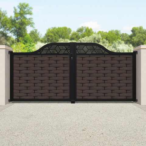 Ripple Cubed Curved Top Driveway Gate - Mid Brown - Top Screen