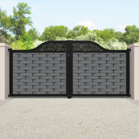 Ripple Cubed Curved Top Driveway Gate - Mid Grey - Top Screen