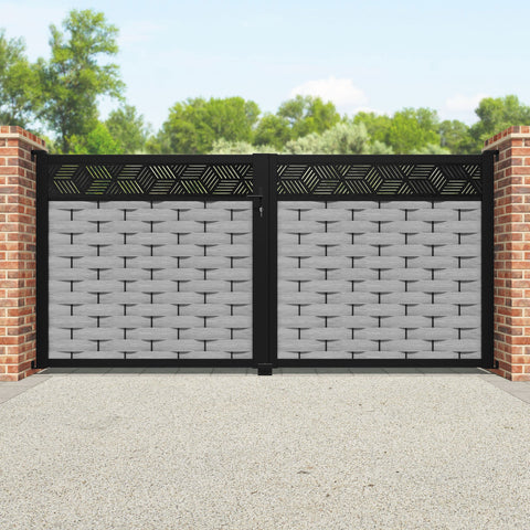Ripple Cubed Straight Top Driveway Gate - Light Grey - Top Screen