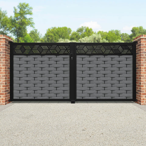 Ripple Cubed Straight Top Driveway Gate - Mid Grey - Top Screen