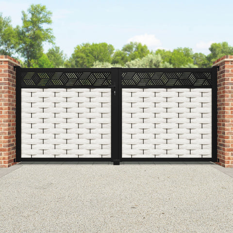 Ripple Cubed Straight Top Driveway Gate - Light Stone - Top Screen