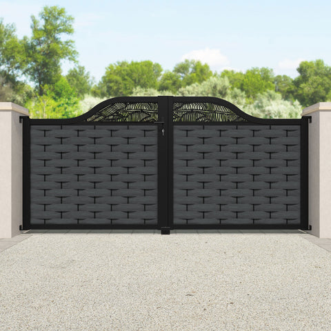 Ripple Feather Curved Top Driveway Gate - Dark Grey - Top Screen