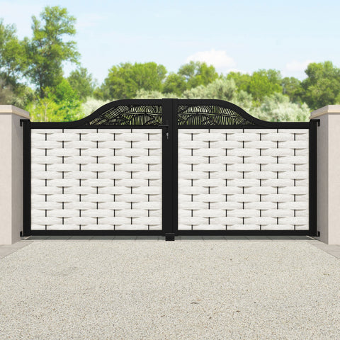 Ripple Feather Curved Top Driveway Gate - Light Stone - Top Screen
