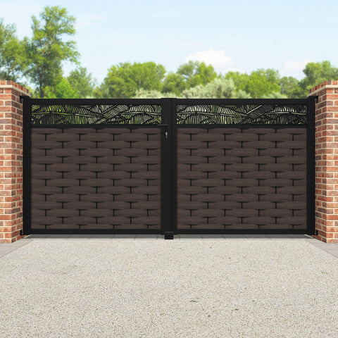 Ripple Feather Straight Top Driveway Gate - Mid Brown - Top Screen