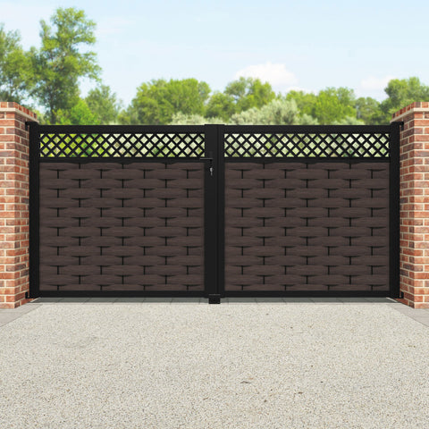 Ripple Hive Straight Top Driveway Gate - Mid Brown - Top Screen