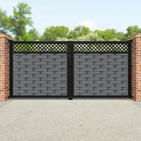 Ripple Hive Straight Top Driveway Gate - Mid Grey - Top Screen