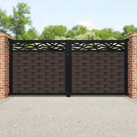 Ripple Zenith Straight Top Driveway Gate - Mid Brown - Top Screen