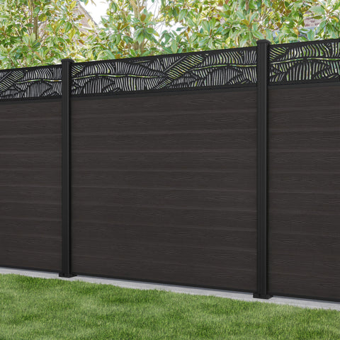 Classic Feather Fence Panel - Dark Oak - with our aluminium posts