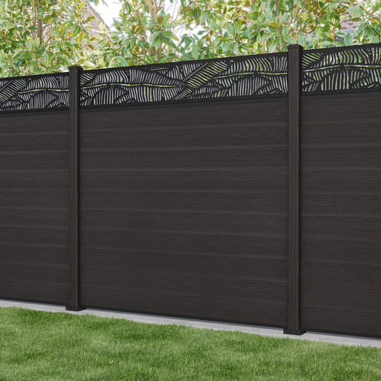 Classic Feather Fence Panel - Dark Oak - with our composite posts