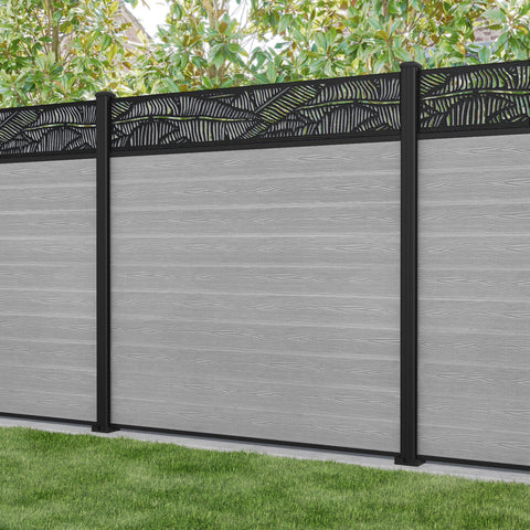 Classic Feather Fence Panel - Light Grey - with our aluminium posts