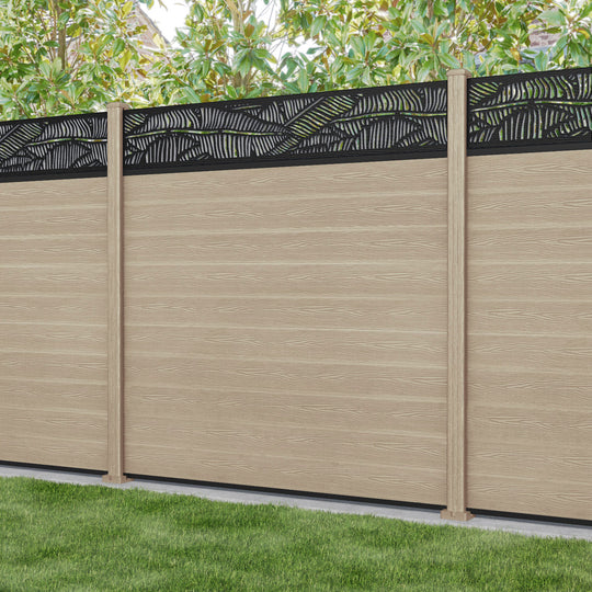 Classic Feather Fence Panel - Light Oak - with our composite posts