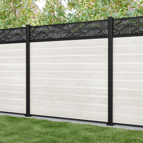 Classic Feather Fence Panel - Light Stone - with our aluminium posts
