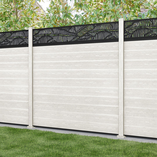 Classic Feather Fence Panel - Light Stone - with our composite posts