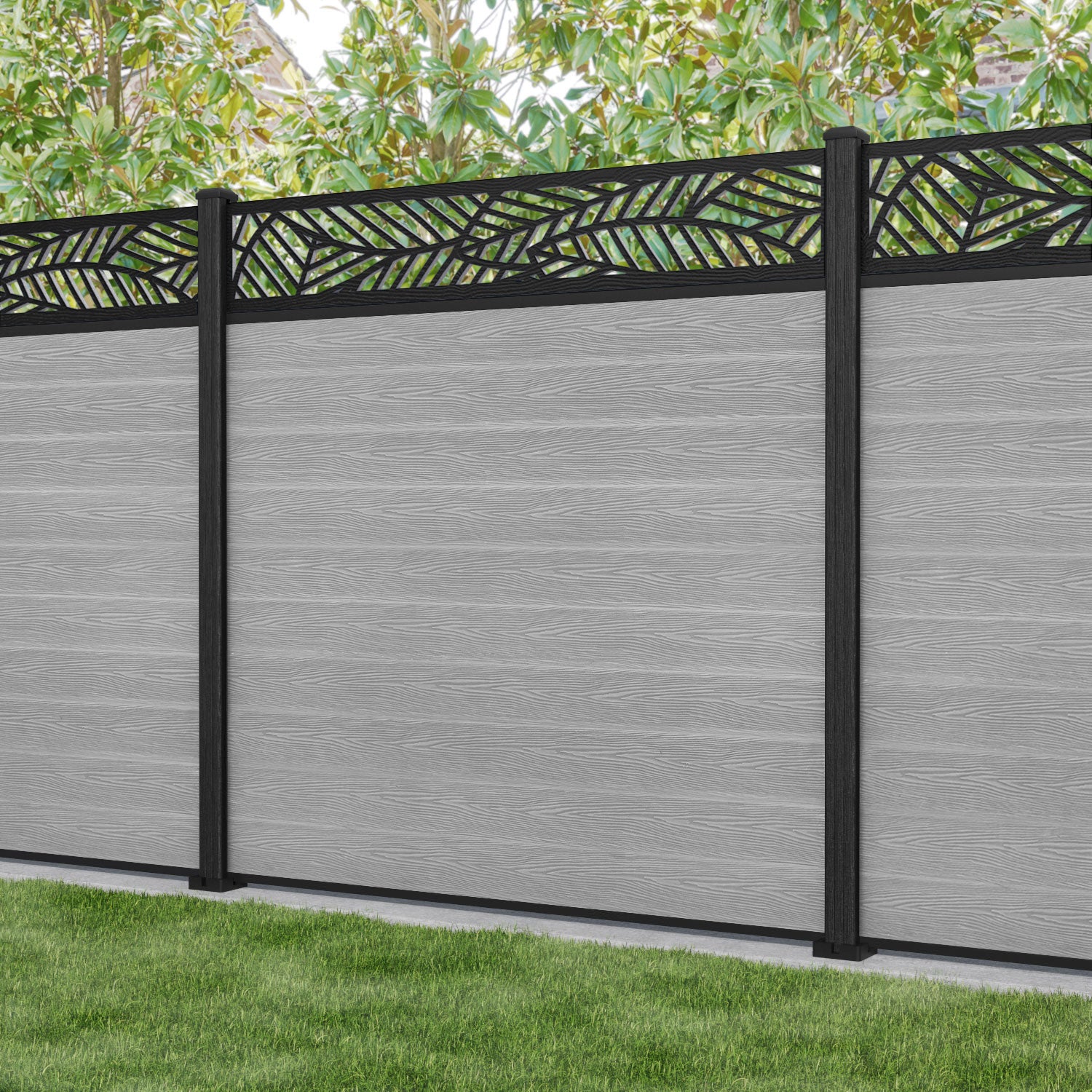 Classic Habitat Fence Panel - Light Grey - with our composite posts