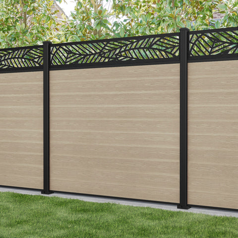 Classic Habitat Fence Panel - Light Oak - with our aluminium posts