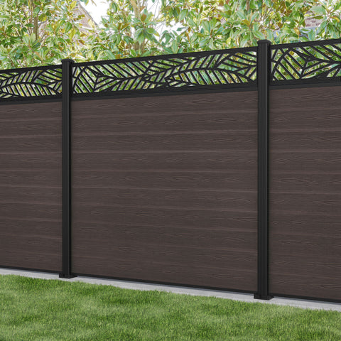 Classic Habitat Fence Panel - Mid Brown - with our aluminium posts