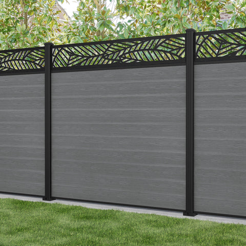 Classic Habitat Fence Panel - Mid Grey - with our aluminium posts