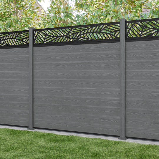 Classic Habitat Fence Panel - Mid Grey - with our composite posts