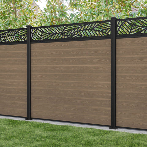 Classic Habitat Fence Panel - Teak - with our aluminium posts