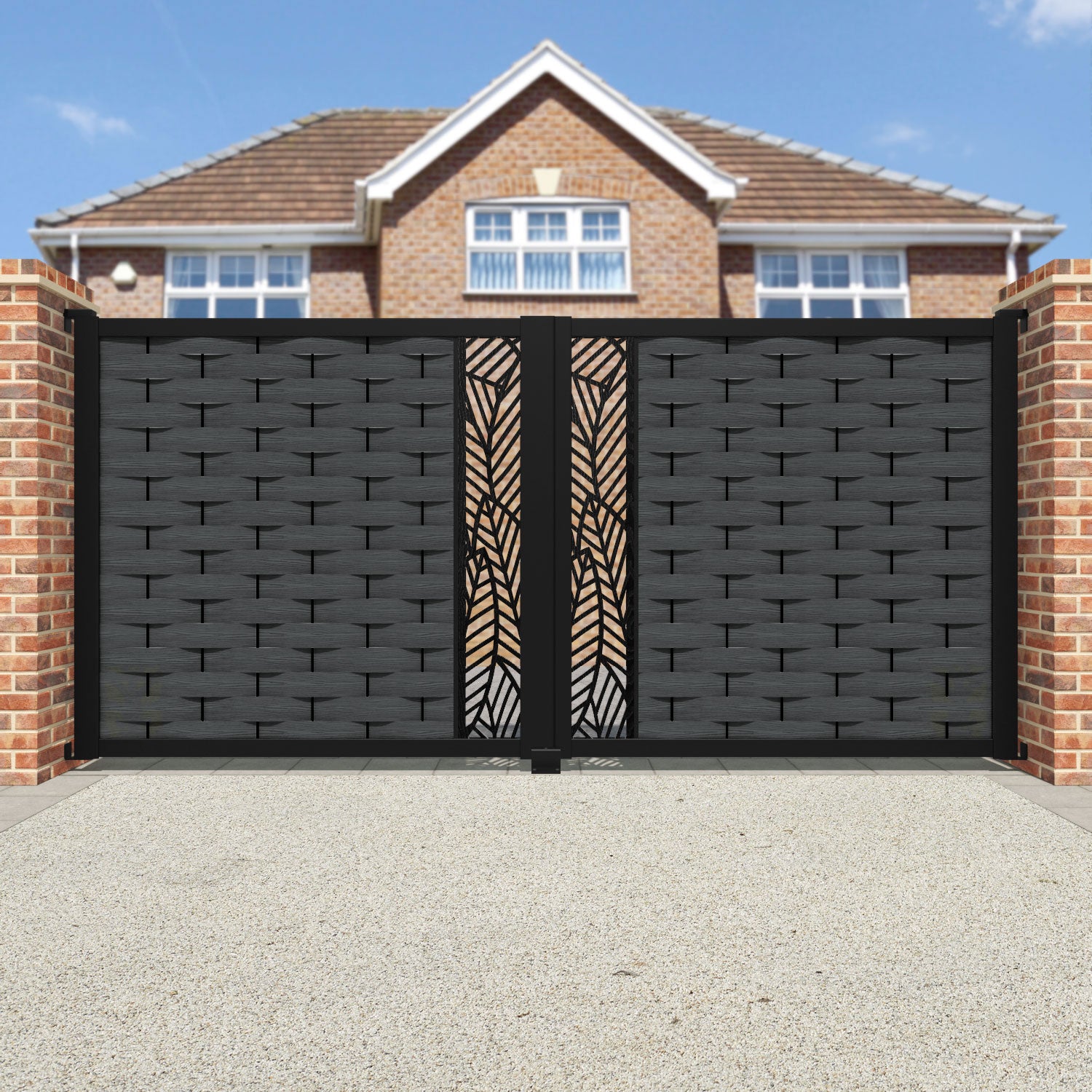 Ripple Habitat Straight Top Driveway Gate - Dark Grey - Middle Screen