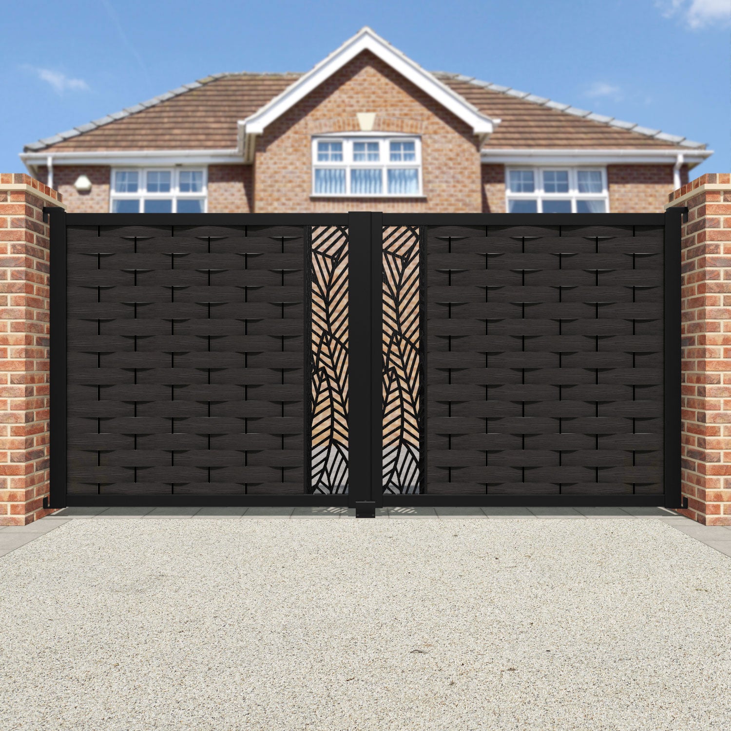 Ripple Habitat Straight Top Driveway Gate - Dark Oak - Middle Screen