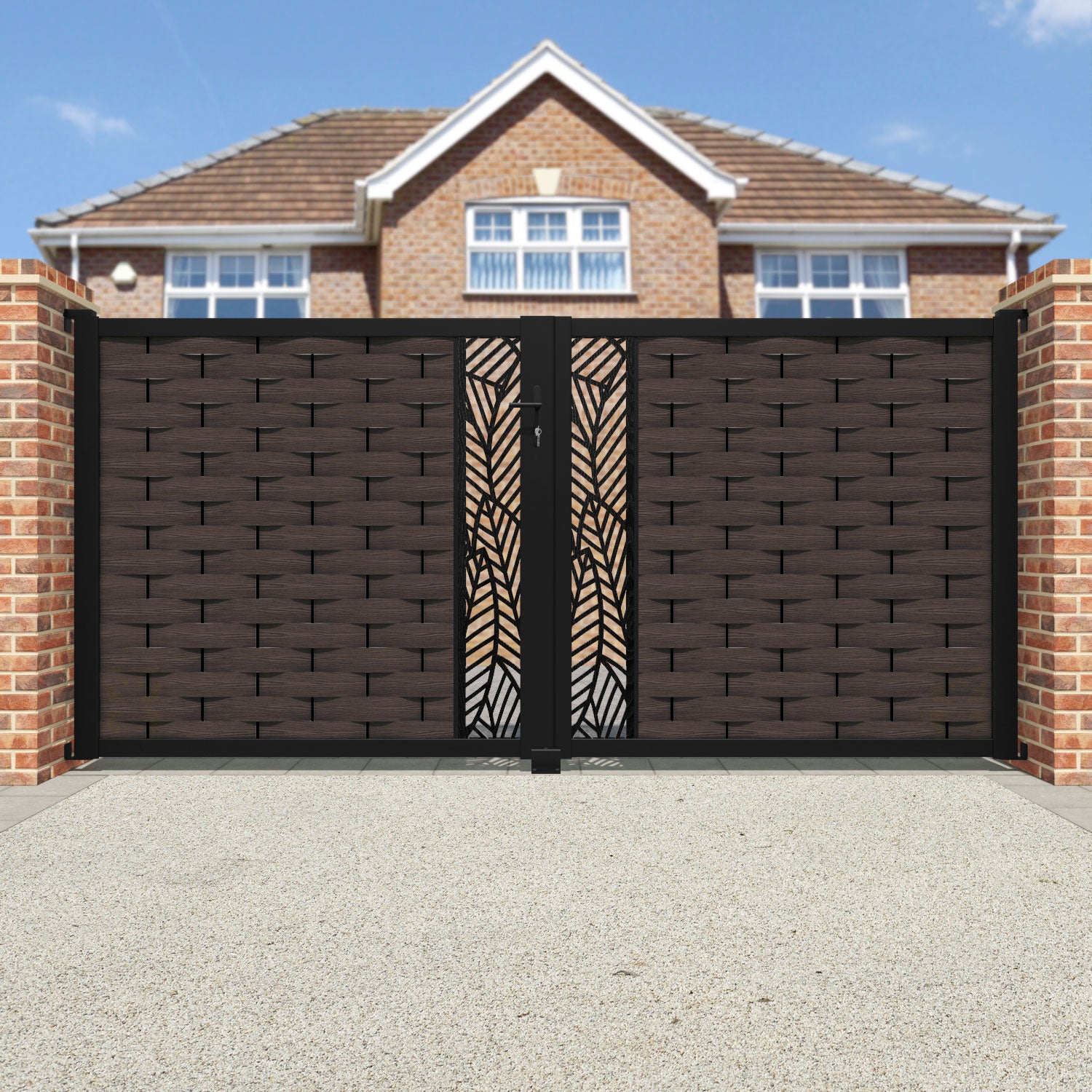 Ripple Habitat Straight Top Driveway Gate - Mid Brown - Middle Screen
