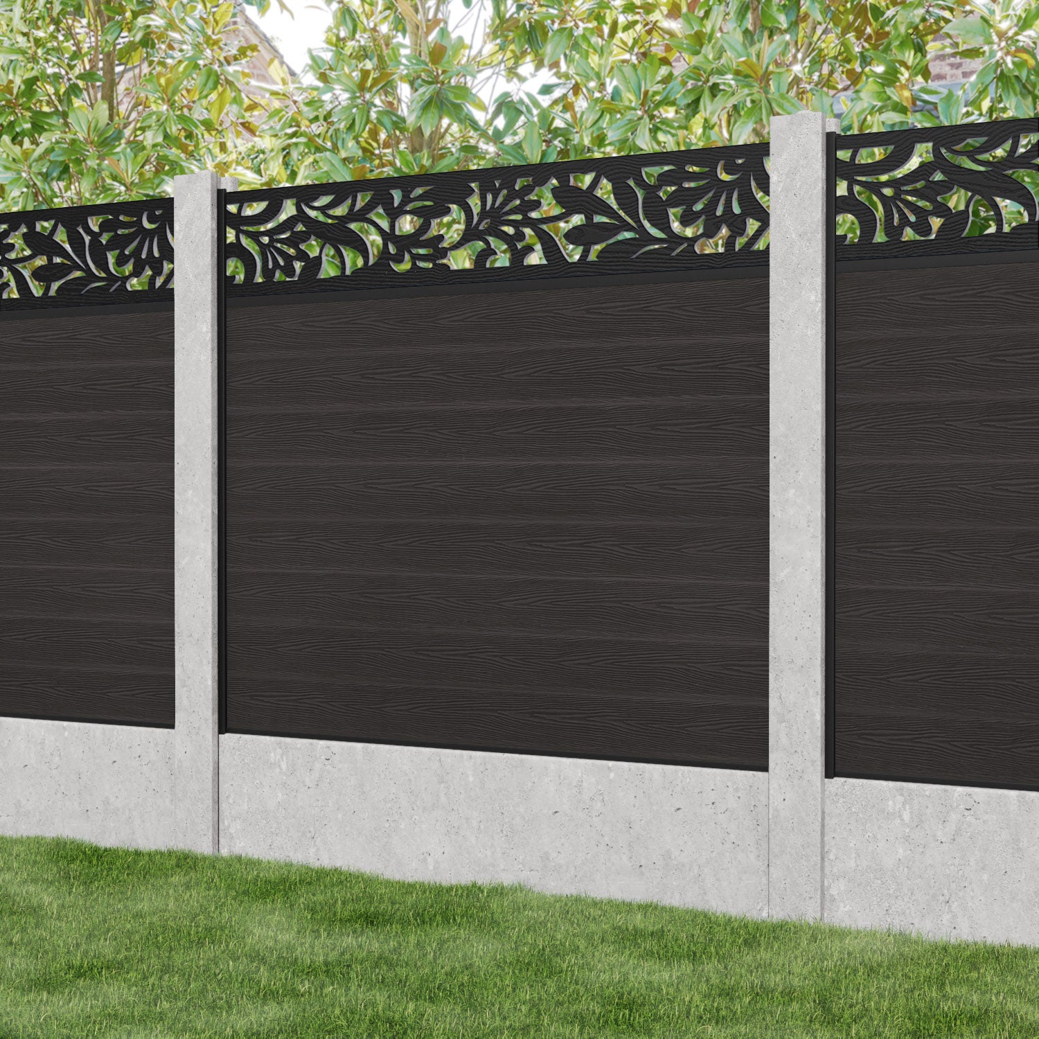 Classic Heritage Fence Panel - Dark Oak - for existing concrete posts