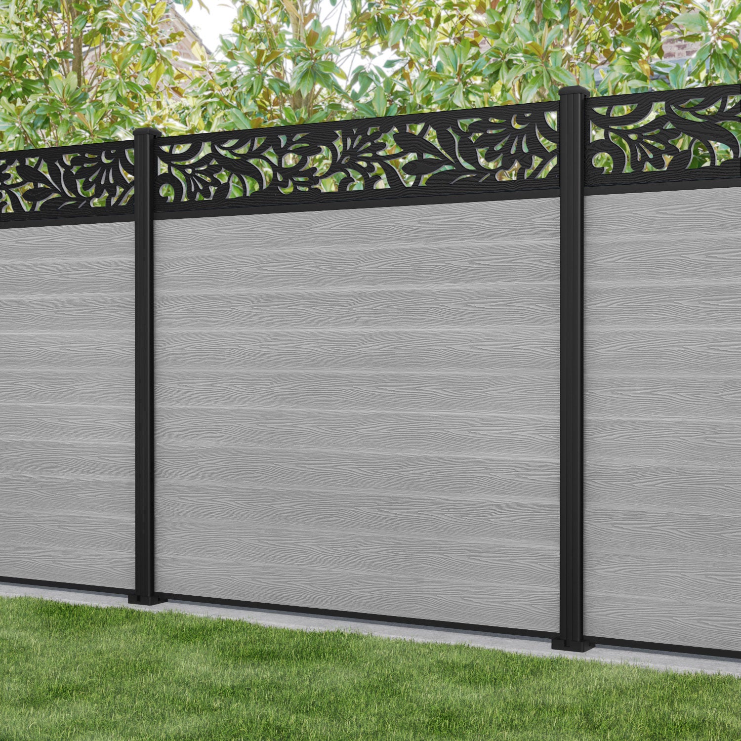 Classic Heritage Fence Panel - Light Grey - with our aluminium posts