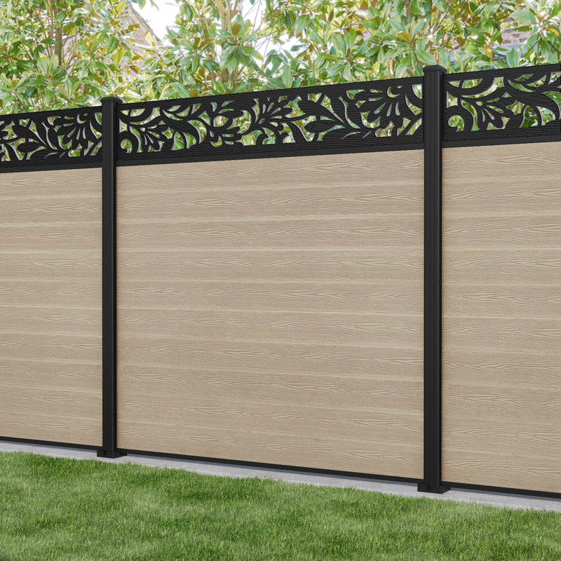 Classic Heritage Fence Panel - Light Oak - with our aluminium posts