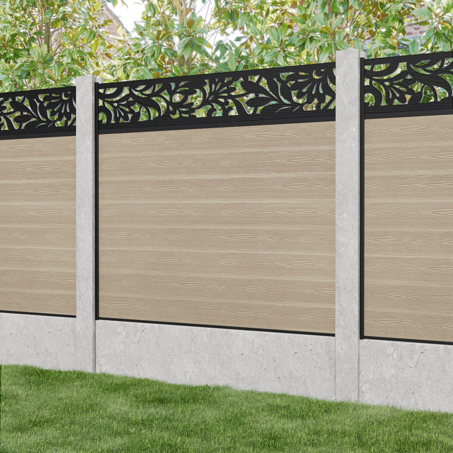 Classic Heritage Fence Panel - Light Oak - for existing concrete posts