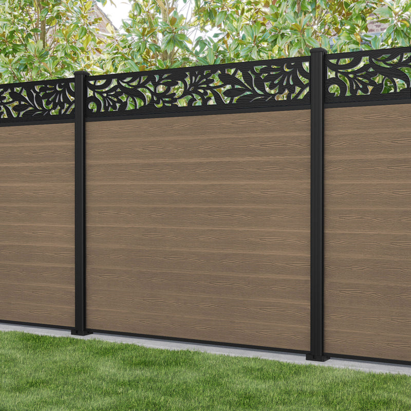 Classic Heritage Fence Panel - Teak - with our aluminium posts