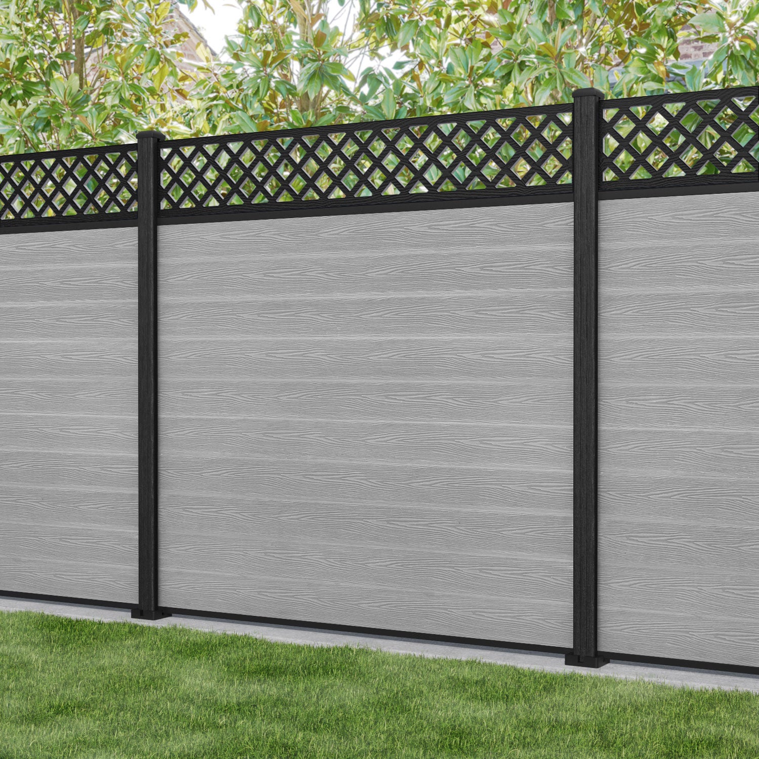Classic Hive Fence Panel - Light Grey - with our composite posts