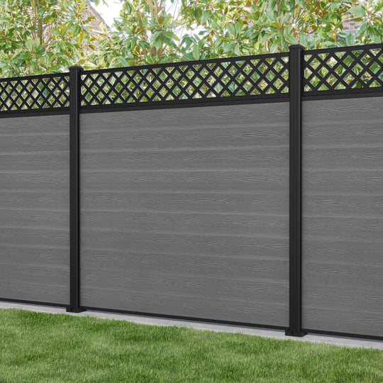 Classic Hive Fence Panel - Mid Grey - with our aluminium posts