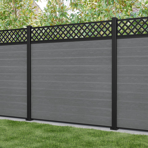 Classic Hive Fence Panel - Mid Grey - with our aluminium posts