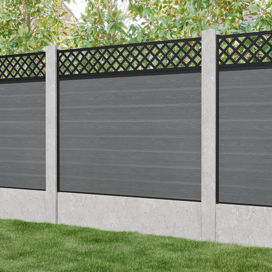 Classic Hive Fence Panel - Mid Grey - for existing concrete posts