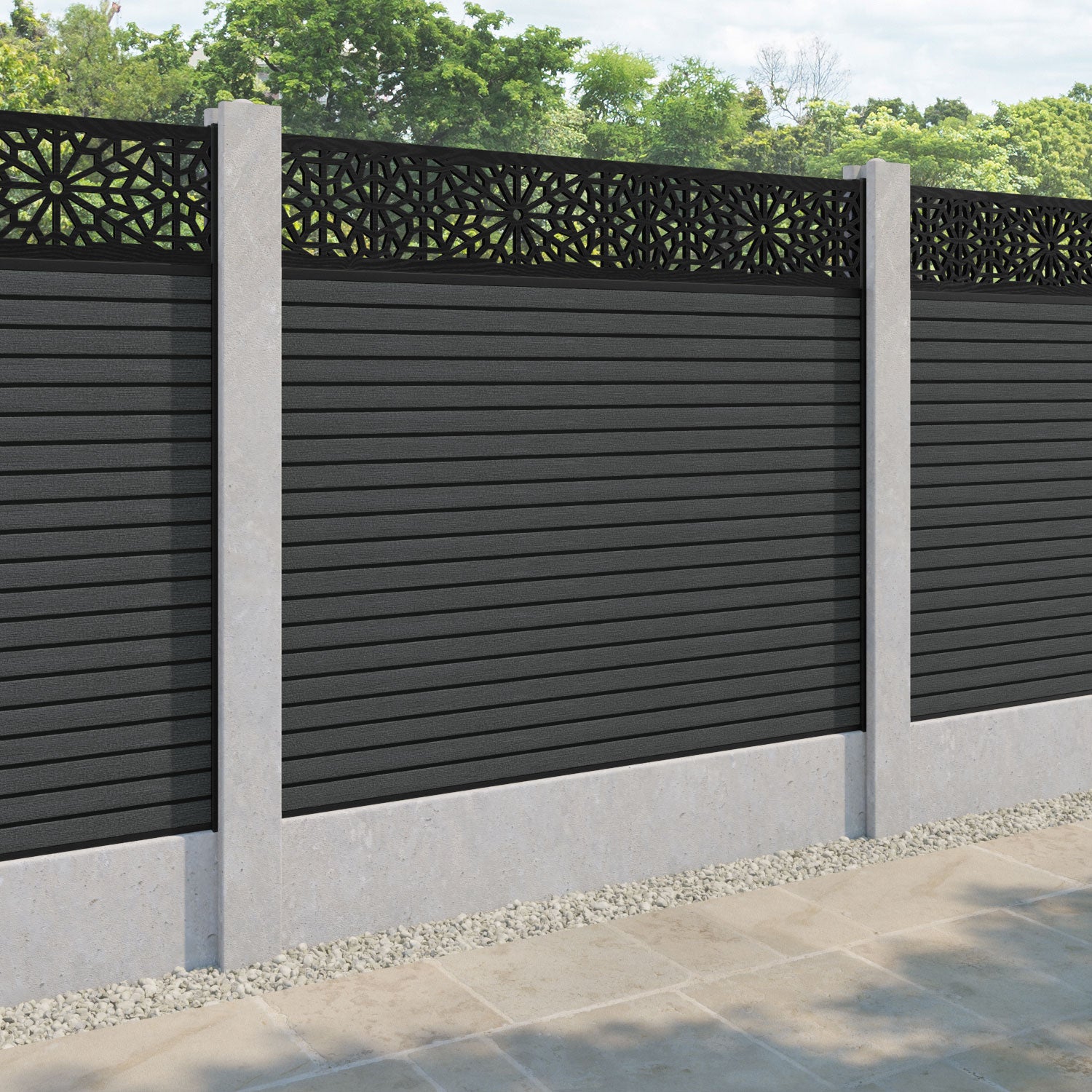 Hudson Alnara Fence Panel - Dark Grey - for existing concrete posts