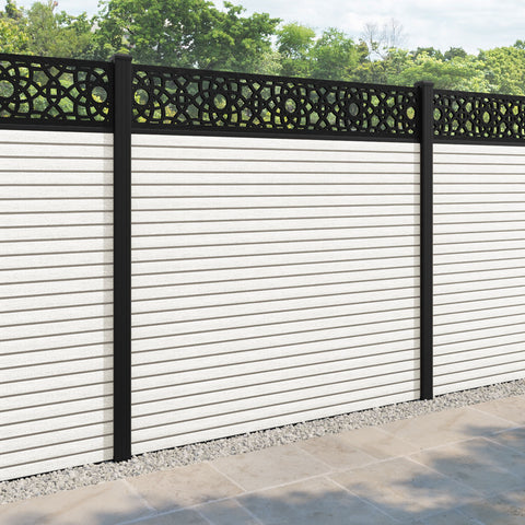 Hudson Ambar Fence Panel - Light Stone - with our aluminium posts