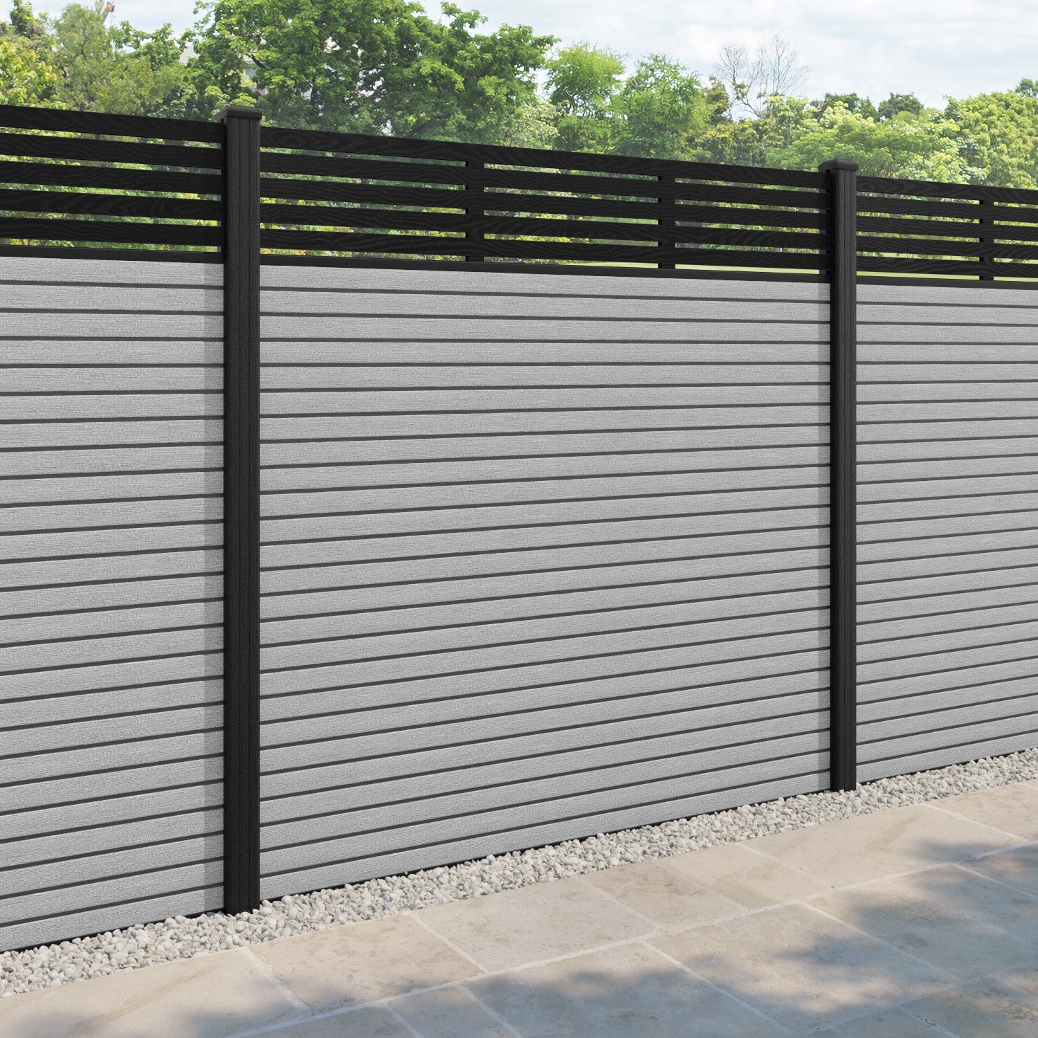 Hudson Aspen Fence Panel - Light Grey - with our composite posts