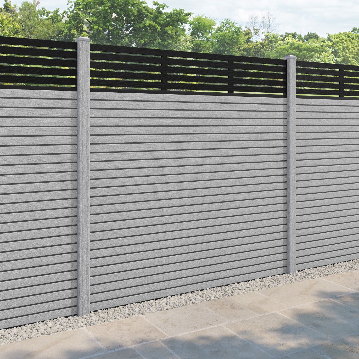 Hudson Aspen Fence Panel - Light Grey - with our composite posts