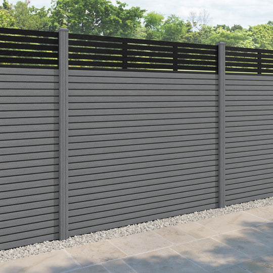 Hudson Aspen Fence Panel - Mid Grey - with our composite posts