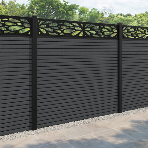Hudson Blossom Fence Panel - Dark Grey - with our aluminium posts