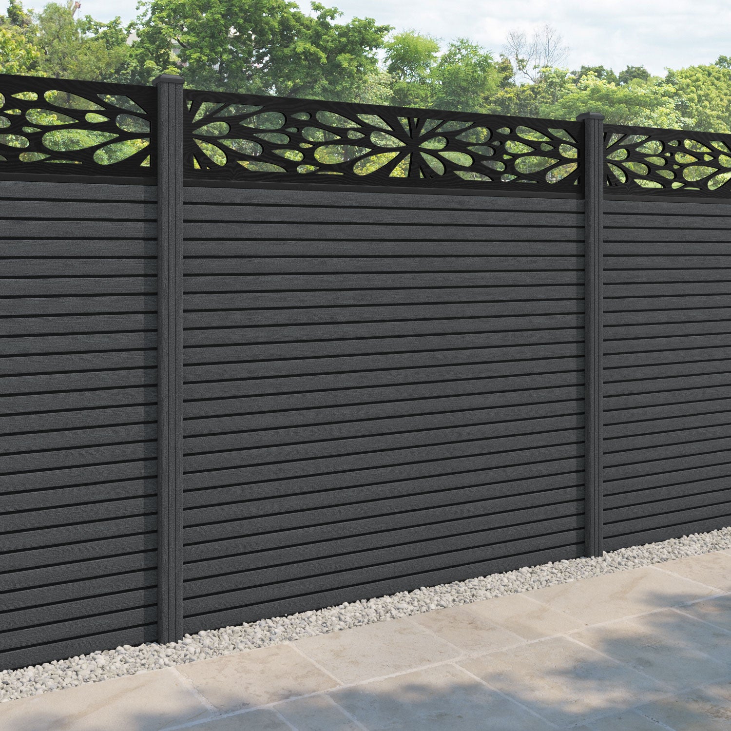 Hudson Blossom Fence Panel - Dark Grey - with our composite posts