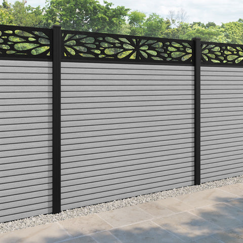Hudson Blossom Fence Panel - Light Grey - with our aluminium posts